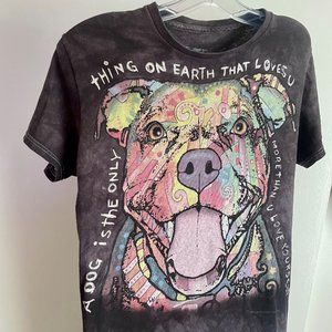 30TEES Short Sleeve Crew T Shirt Artsy Tie Dye Pit Bull Dog Quote Black Unisex S